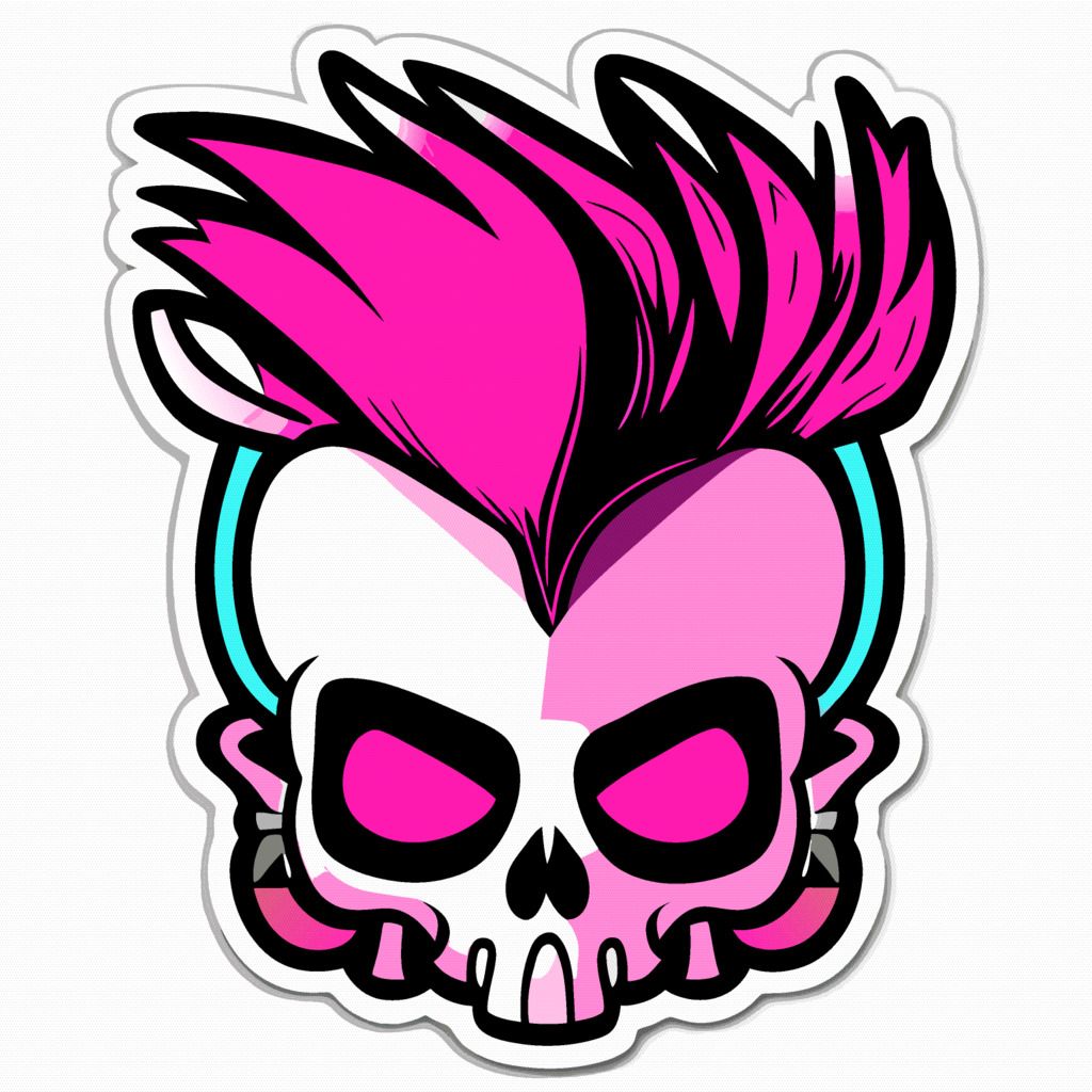 Klistremerke - Punk Skull Design