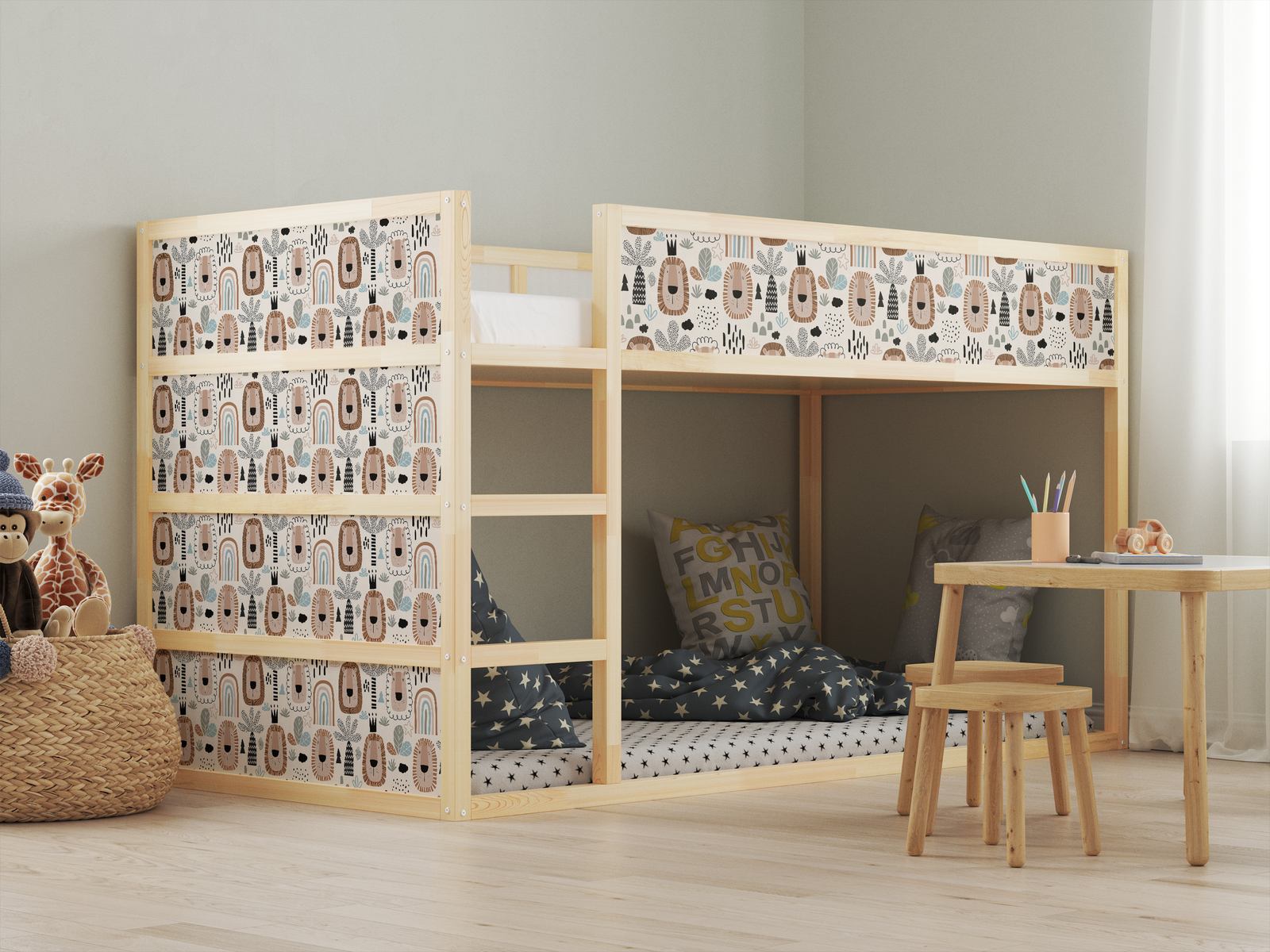 Selvklebende Klistremerker – for Ikea KURA seng / - Klistremerke - Løvemønster