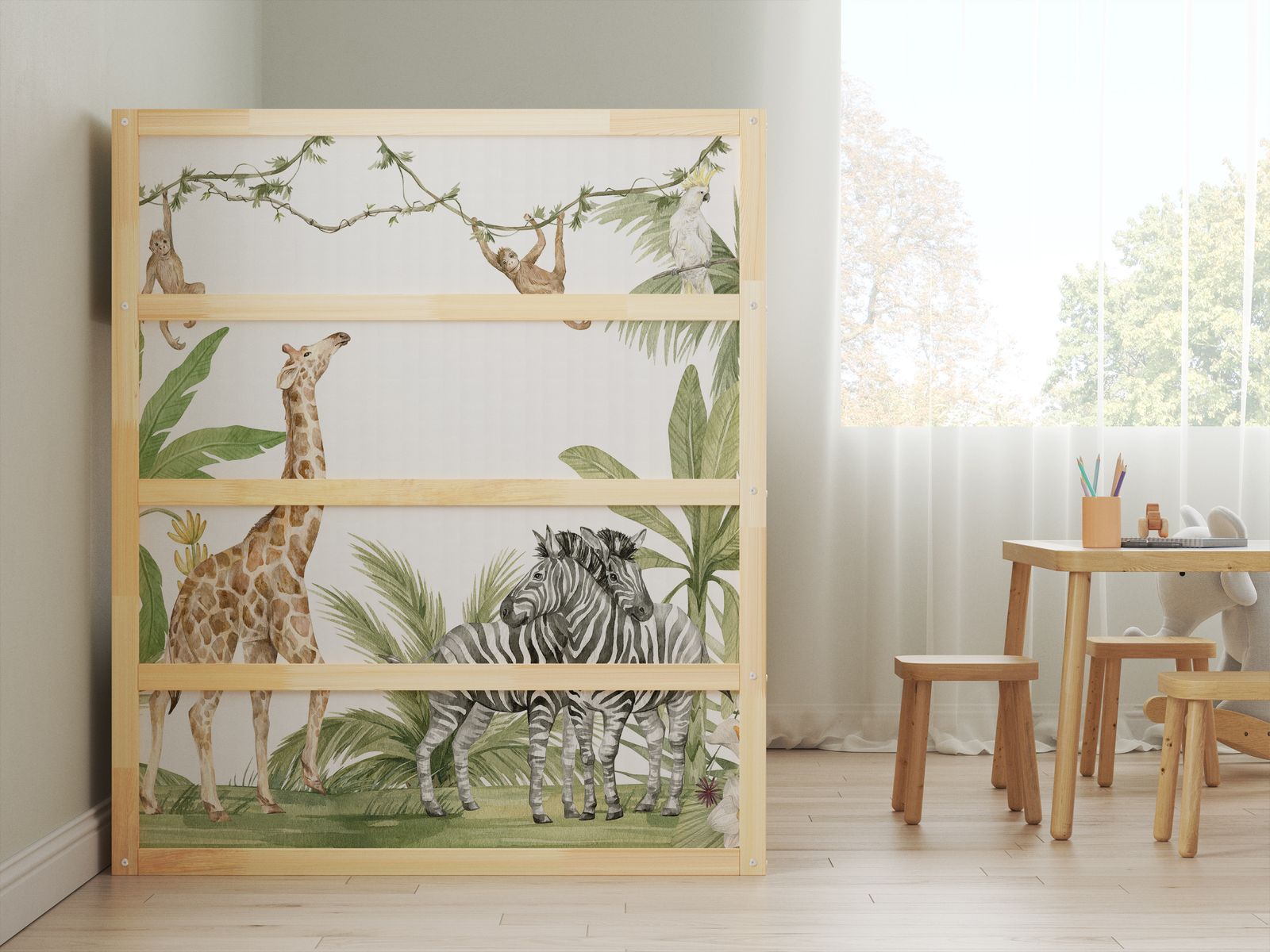 Selvklebende klistremerker – for Ikea KURA seng / - Klistremerke - Jungeldyr