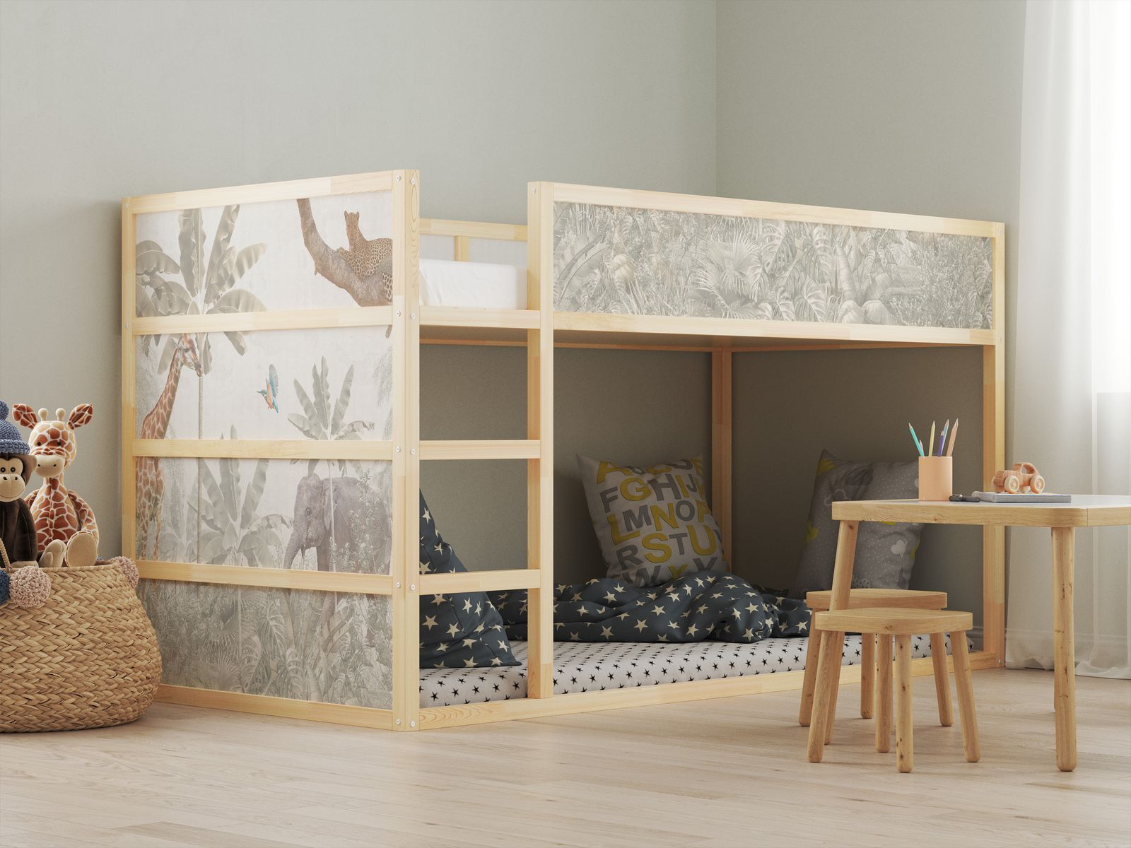 Selvklebende klistremerker – for Ikea KURA seng / - Klistremerke - Jungelsafari