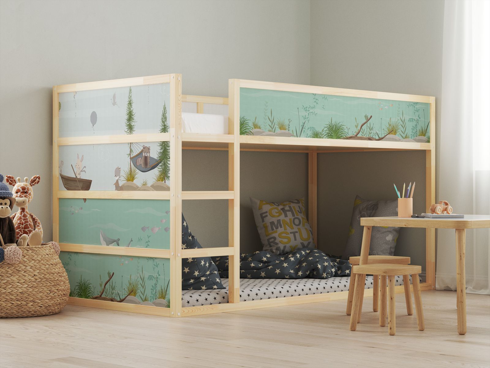 Selvklebende klistremerker – for Ikea KURA-seng / - Klistremerke - Dyrevenner