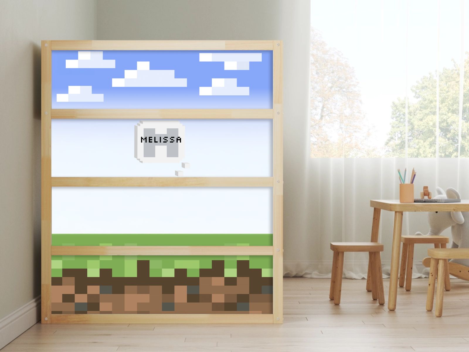 Selvklebende klistremerker - for Ikea KURA seng / Personlig Minecraft