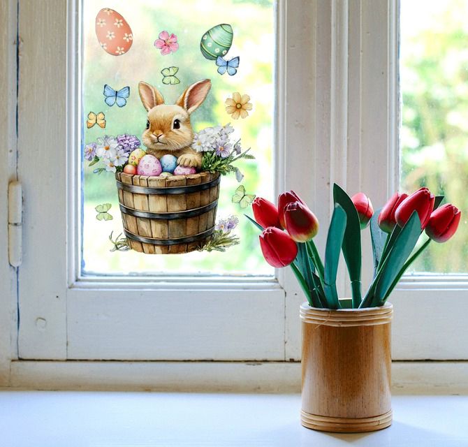 Veggeklistremerke - Påskehare og Egg