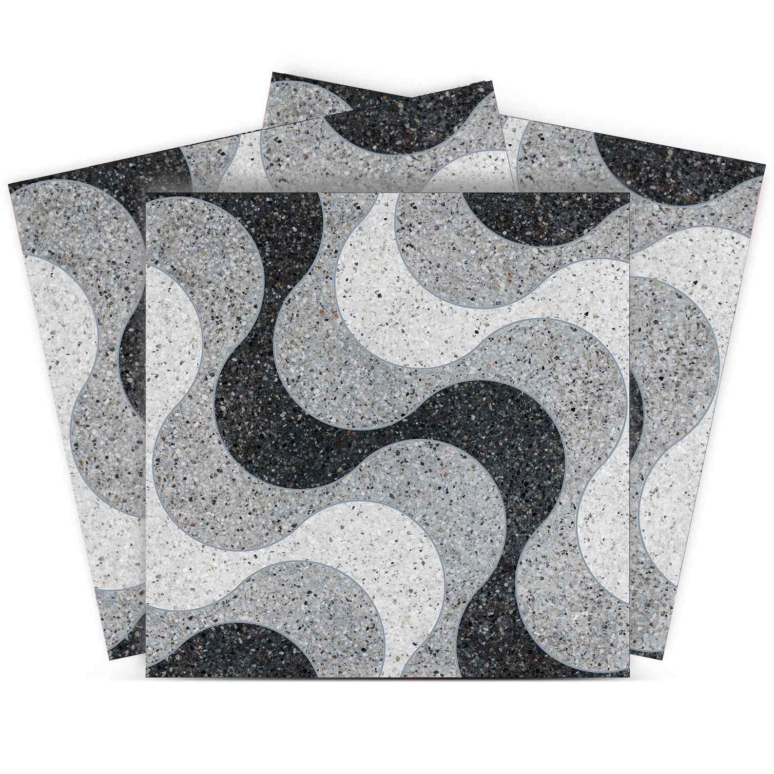 Tile Sticker - Monochrome Wave Pattern