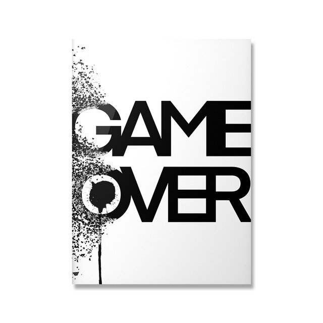 Plakat - GAME OVER / Svart og hvitt