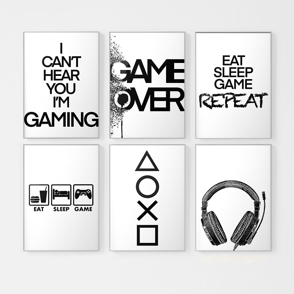 Plakater - EAT SLEEP GAME / sett med 6